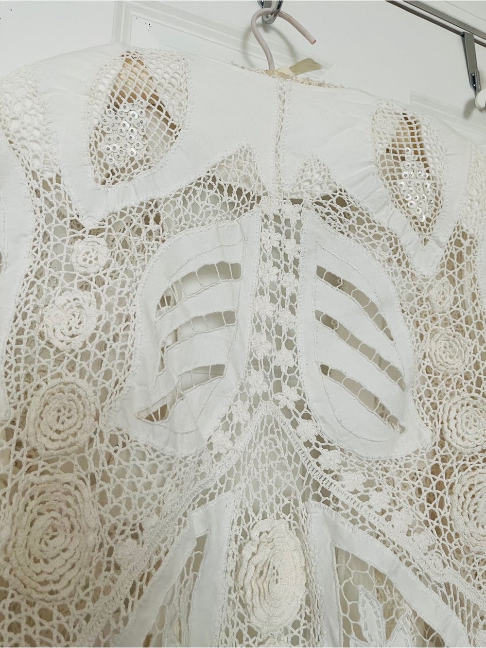 Vintage Limm’s Three Piece Beachy Romantic Lace Crochet Set with Sequins - Picture 6 of 16